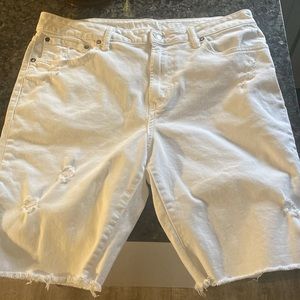 White jean shorts
